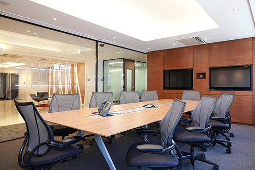 With a meeting room